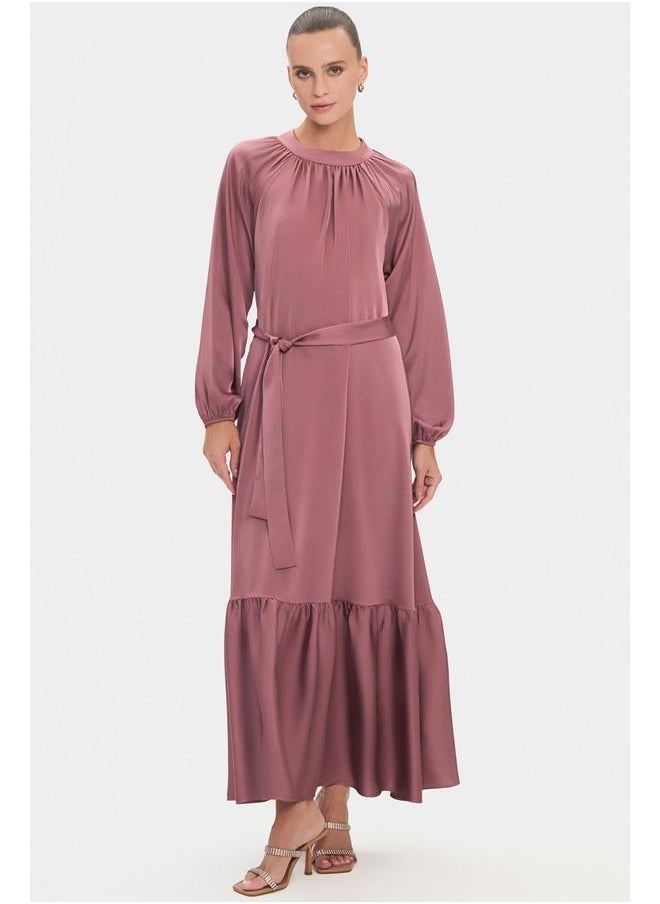 Ruffled Satin Maxi Dress