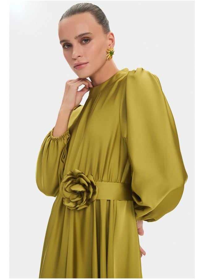 Belted Satin Maxi Dress