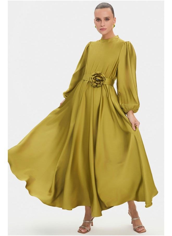Belted Satin Maxi Dress