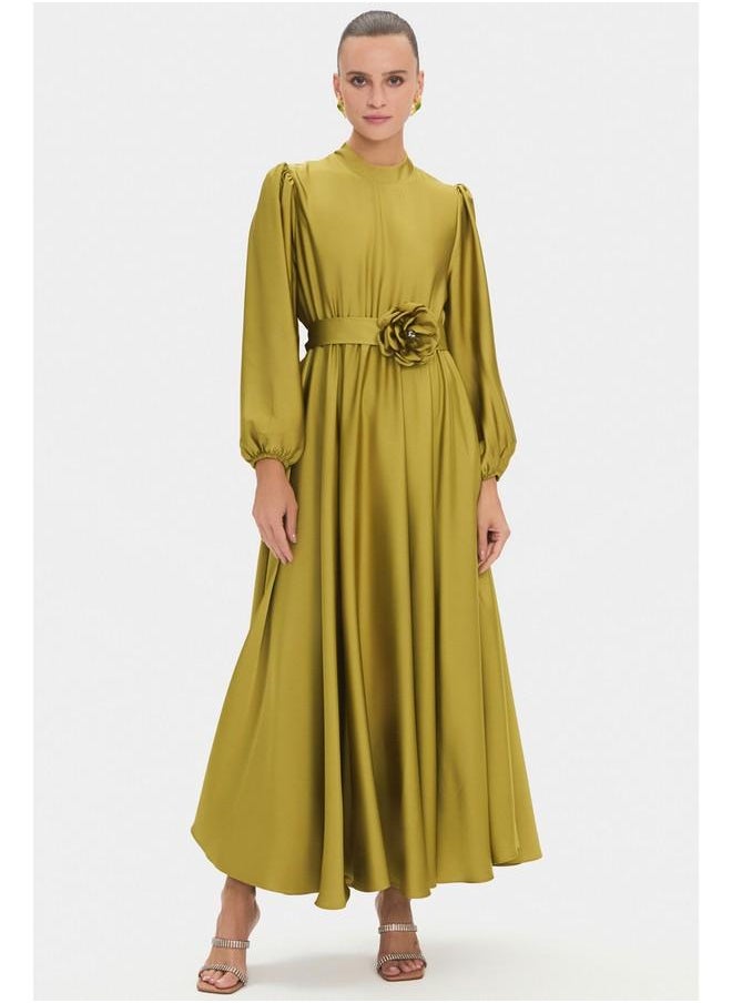 Belted Satin Maxi Dress