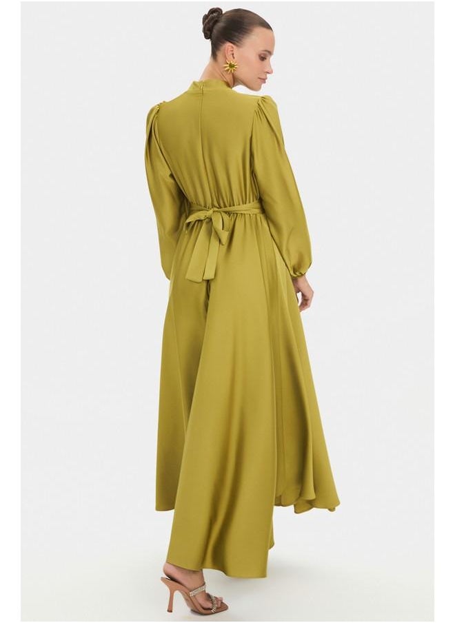 Belted Satin Maxi Dress
