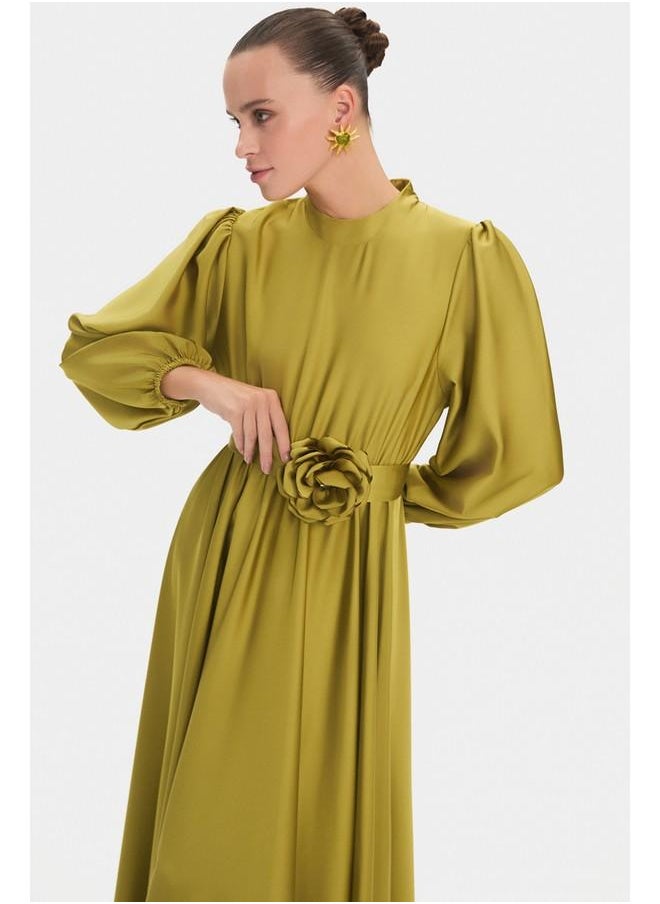 Belted Satin Maxi Dress