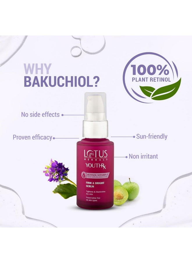 Youthrx Firm & Bright Face Serum | Bakuchiol Retinol & Vitamin C | Anti Ageing & Brightening | 30Ml
