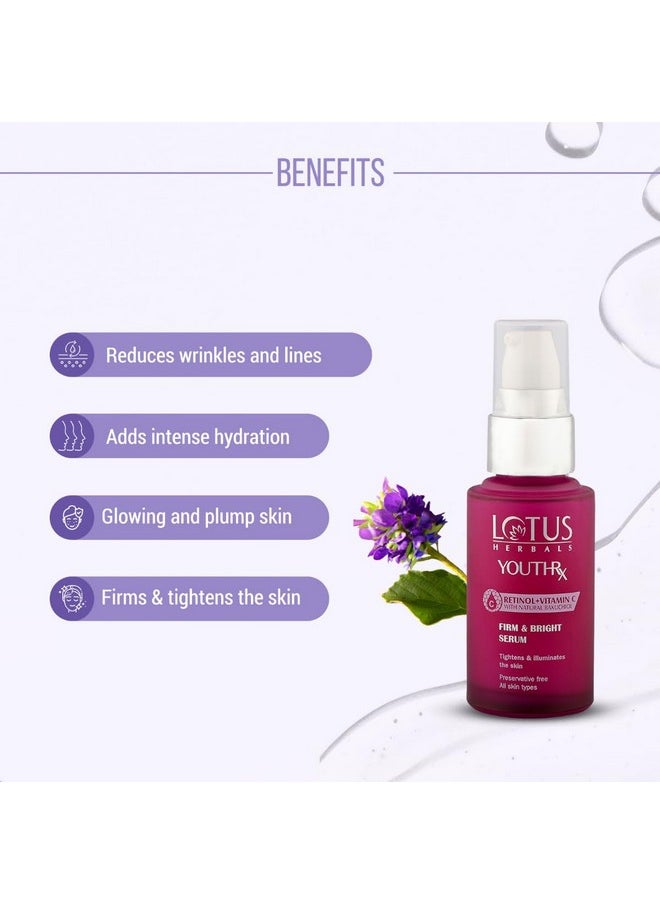 Youthrx Firm & Bright Face Serum | Bakuchiol Retinol & Vitamin C | Anti Ageing & Brightening | 30Ml