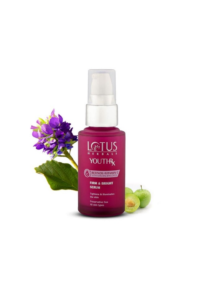 Youthrx Firm & Bright Face Serum | Bakuchiol Retinol & Vitamin C | Anti Ageing & Brightening | 30Ml
