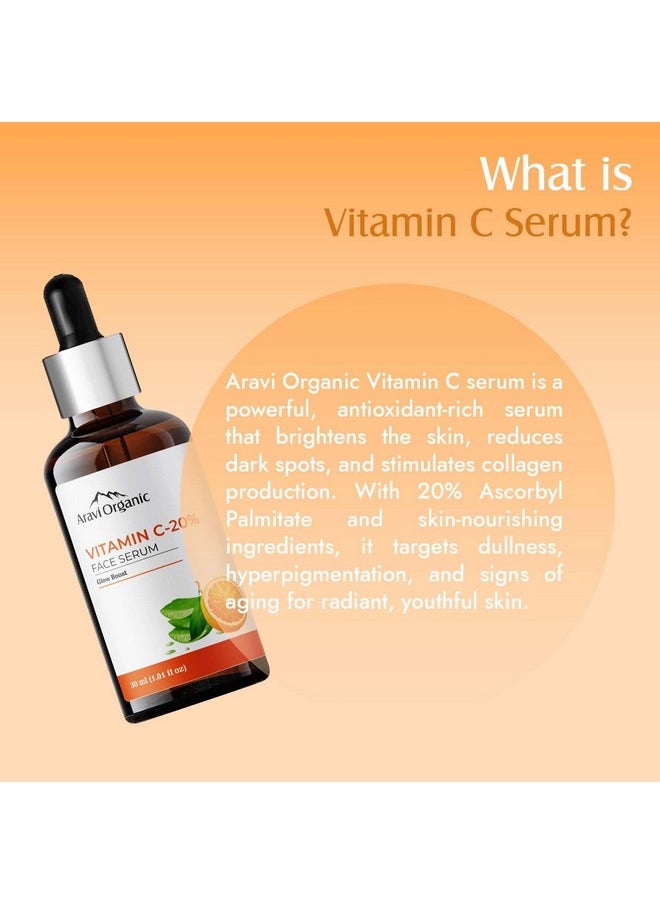 20% Vitamin C Face Serum For Brightening, Dark Spots, Dull Skin,Uneven Skin Tone - For All Skin Types - 30 Ml