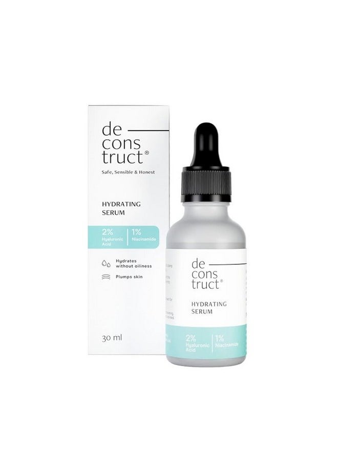 Hydrating Serum - 2% Hyaluronic Acid + 1% Niacinamide | Provides Intense Hydration | Face Serum For Oil-Free Moisturisation, Plump & Soft Skin | Beginner Friendly | 30Ml