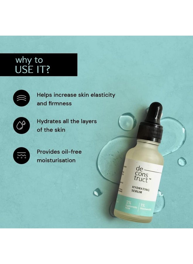 Hydrating Serum - 2% Hyaluronic Acid + 1% Niacinamide | Provides Intense Hydration | Face Serum For Oil-Free Moisturisation, Plump & Soft Skin | Beginner Friendly | 30Ml