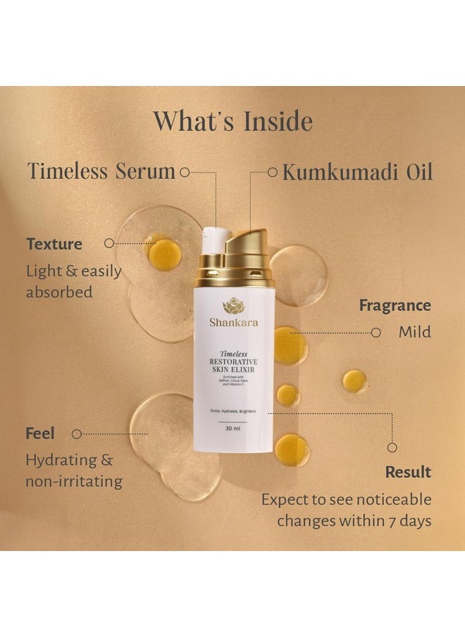Timeless Restorative Skin Elixir - Visibly Brightens, Hydrates, Firms Skin With Ayurvedic Super Herbs And Citrus Stem Cell Technology - Facial Serum For All Skin Types - 30Ml Pump Bottle