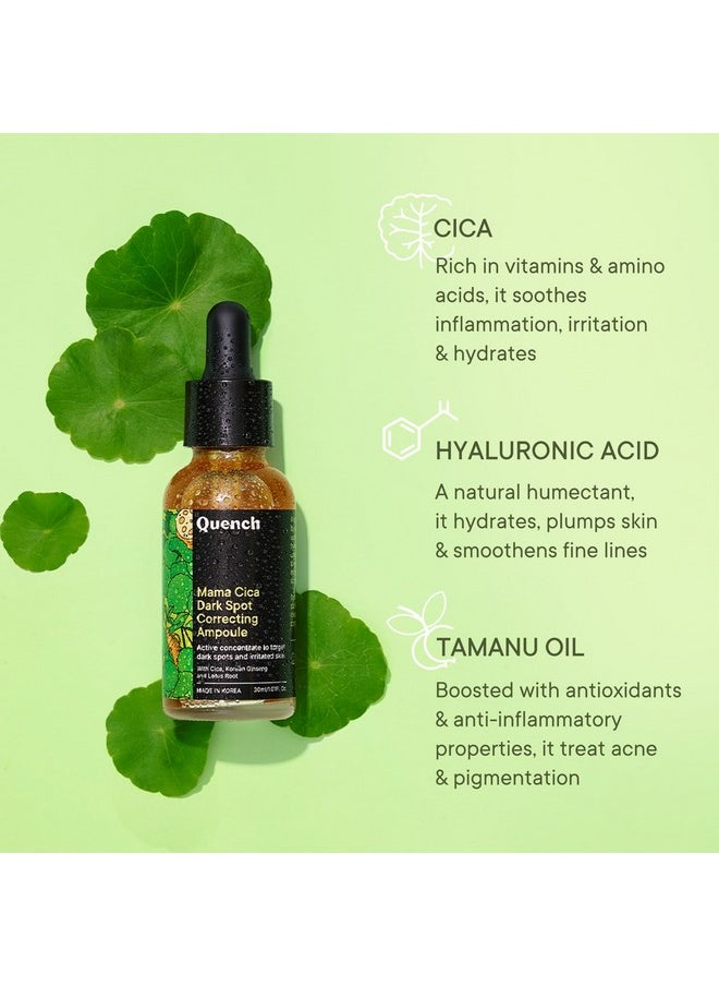 Quench Dark Spot Correcting Serum With Cica Herb Repair & Hyaluronic Acid | Concentrated Ampoule To Reduce Dark Spots | For Pigmented And Uneven Skin Tone | Made In Korea (30Ml)