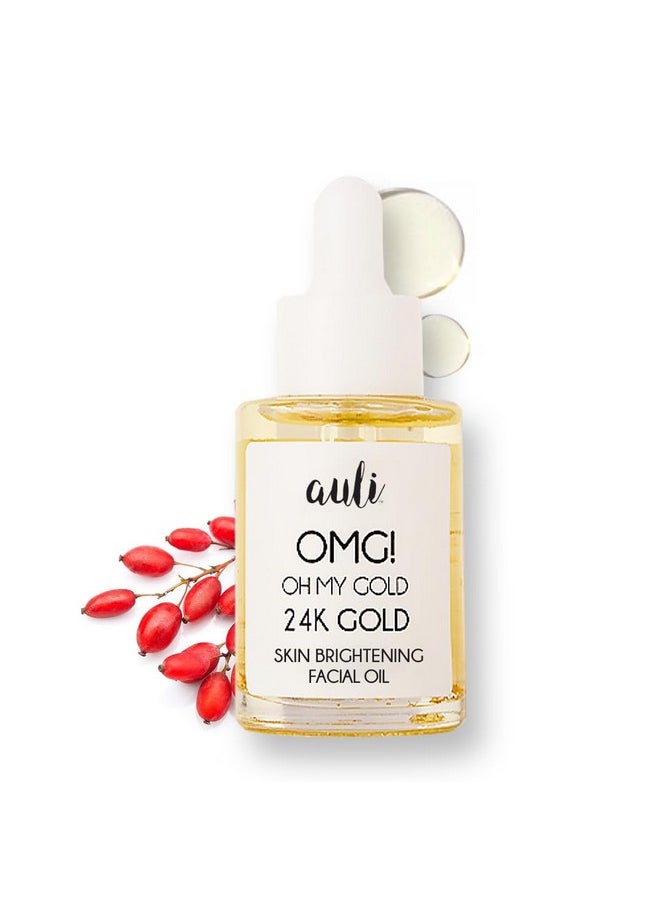 Auli 24K Gold Flakes With Pure Rosehip Facial Oil For Normal To Dry Skin Types | Prevents Aging And Hydrates Skin | Glowing And Radiant Skin | Facial Oil For Men And Women | Omg - 30Ml
