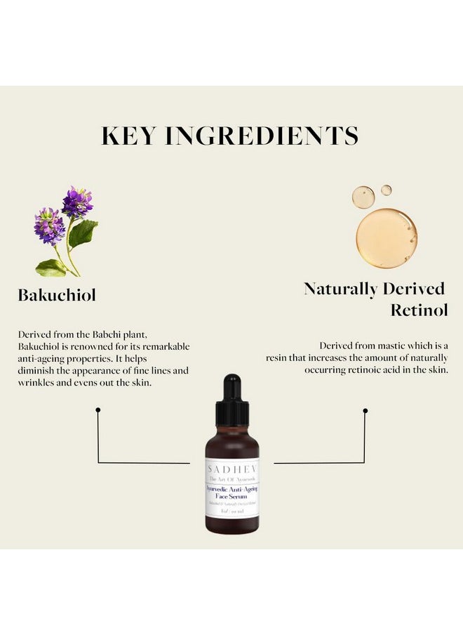 Ayurvedic Anti-Ageing Face Serum With Goodness Of Bakuchiol And Naturally Derived Retinol For Reducing Wrinkles, Fine Lines And Dark Spots - 10 Ml (Pack Of 1)
