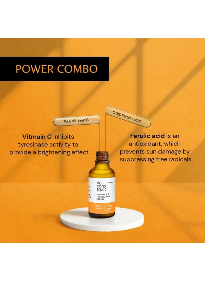 10% Non-Irritating Vitamin C Face Serum For Glowing Skin|10% Vitamin C + 0.5% Ferulic Acid|Water Based Serum|Highly Stable Vitamin C Face Serum For Women And Men|Beginner Friendly|30 Ml