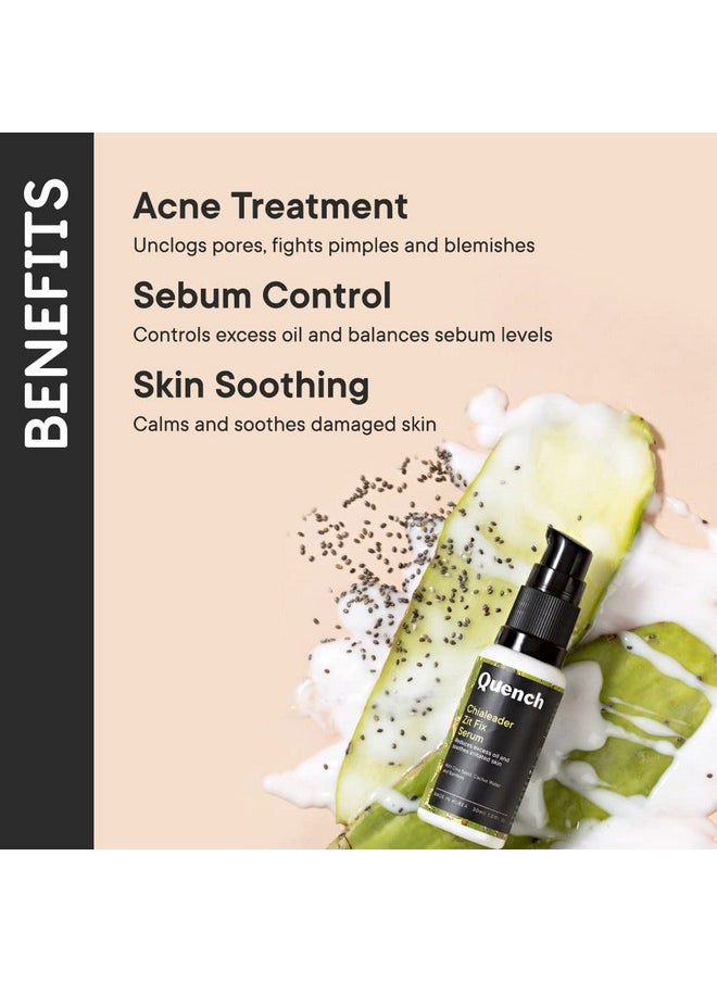 Quench Zit Fix Korean Serum With Chia Seeds Omega 3 | Face Serum For Acne & Oil Control | Unclogs Pores, Fights Pimples & Reduces Blemishes | Made In Korea (30Ml)
