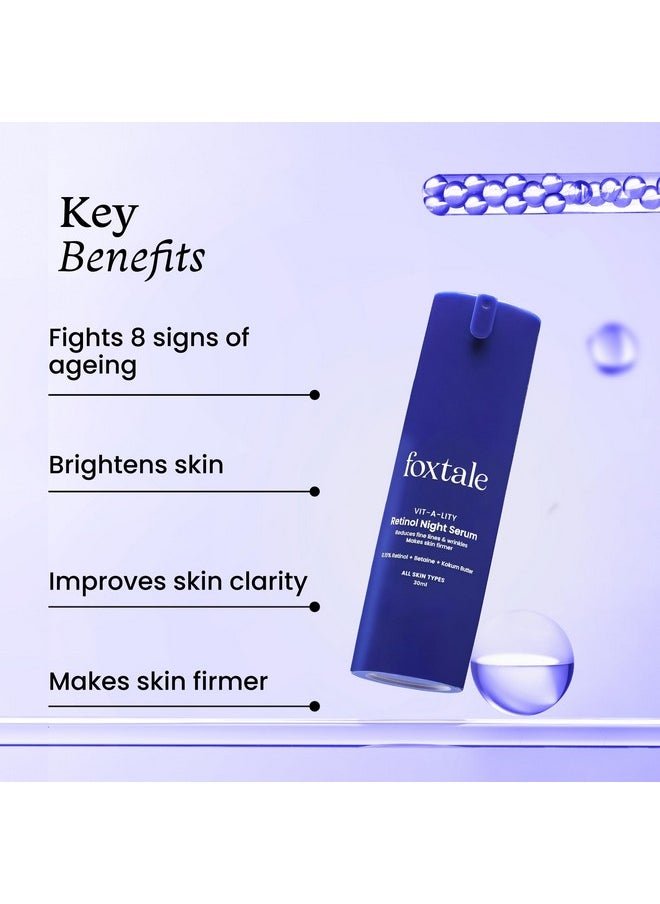 0.15% Beginner Friendly Retinol Night Serum | Anti-Aging Night Cream | Reduces Fine Lines And Wrinkles | No Purging | For Younger-Looking Skin | Men & Women | All Skin Types - 30 Ml