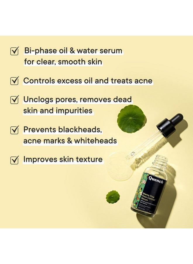 Quench Pore Control Serum With 7% Pha & Cica | Reduces Blackheads, Acne Marks & Whiteheads | Minimizes Appearance Of Pores | Gently Exfoliates To Unclog Pores | Made In Korea (30Ml)
