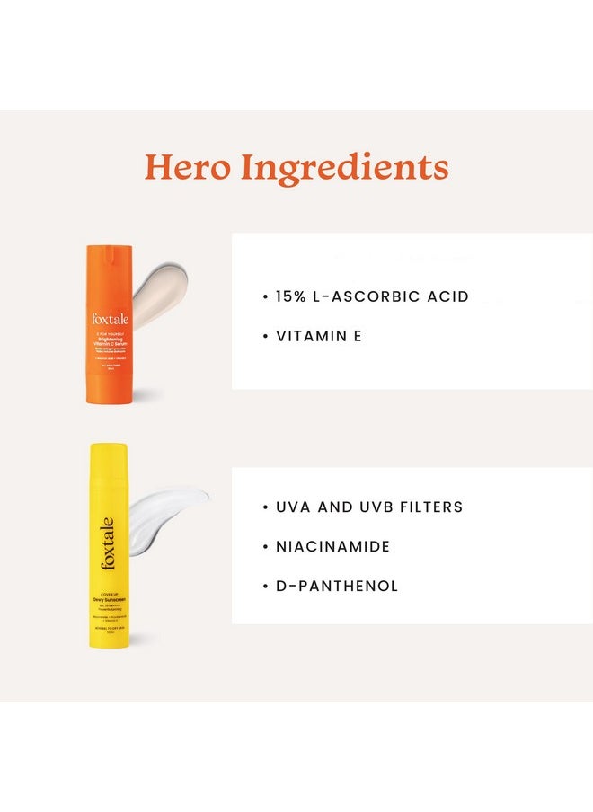 Ultra Glow Skin Care Kit (Dewy) For Glowing Skin | Vitamin C Serum-30Ml + Niacinamide Dewy Sunscreen Spf 70-50Ml | Brightening Skincare Combo Set For Women, Men | All Skin Types