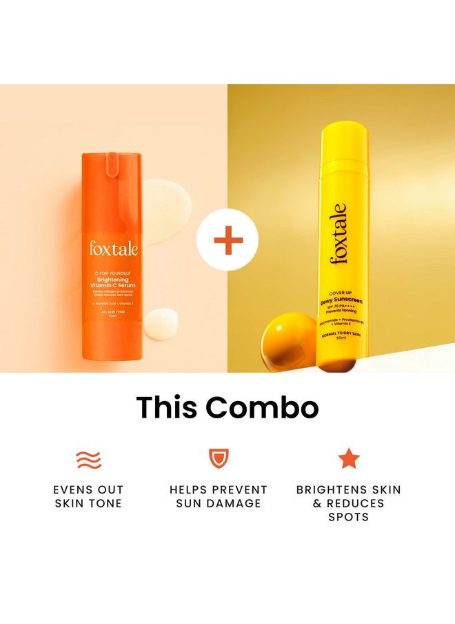 Ultra Glow Skin Care Kit (Dewy) For Glowing Skin | Vitamin C Serum-30Ml + Niacinamide Dewy Sunscreen Spf 70-50Ml | Brightening Skincare Combo Set For Women, Men | All Skin Types