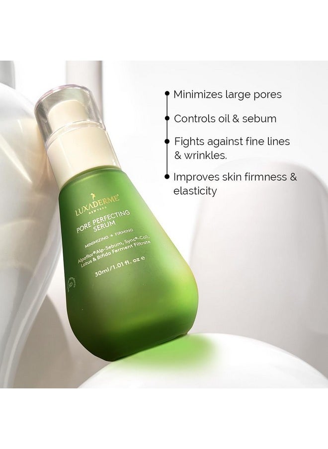 Pore Perfecting Face Serum - Minimizes Pores, Controls Oil & Sebum, Firms Skin | 96% Natural Ingredients With Lotus Water, Alpaflor® Alp-Sebum, Syn®-Coll, Galactomyces | Korean Skincare - 30Ml
