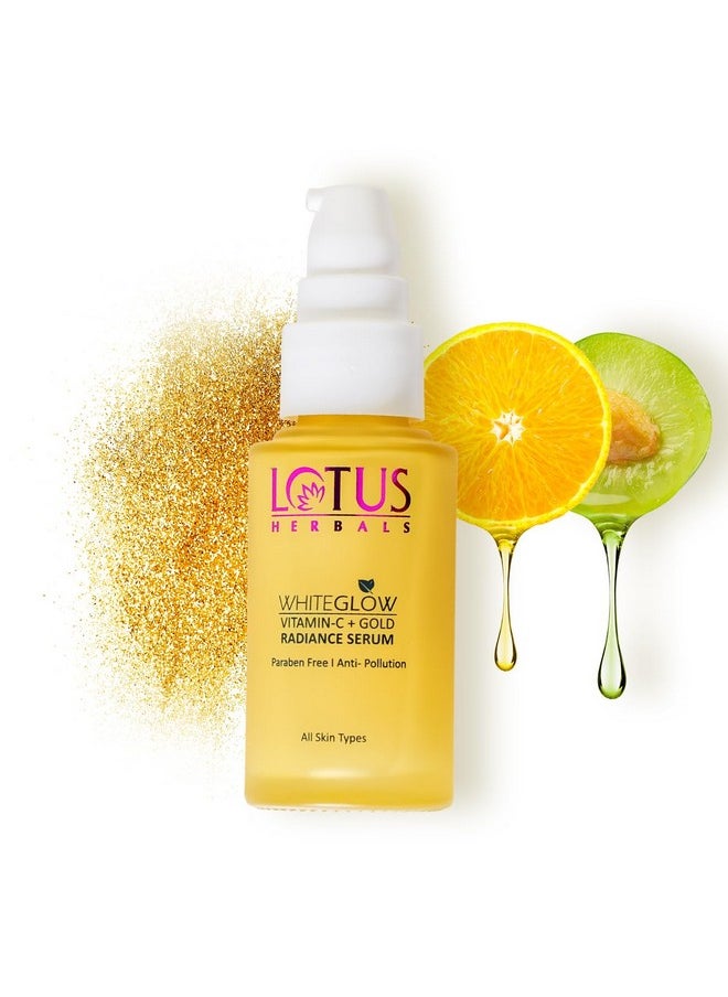 Whiteglow Vitamin C And Gold Radiance Face Serum | Reduces Dark Spots | Enriched With Vitamin C & Gold | | 100X More Vitamin C | Smoothens Skin | Boosts Radiance | Paraben-Free | 30Ml