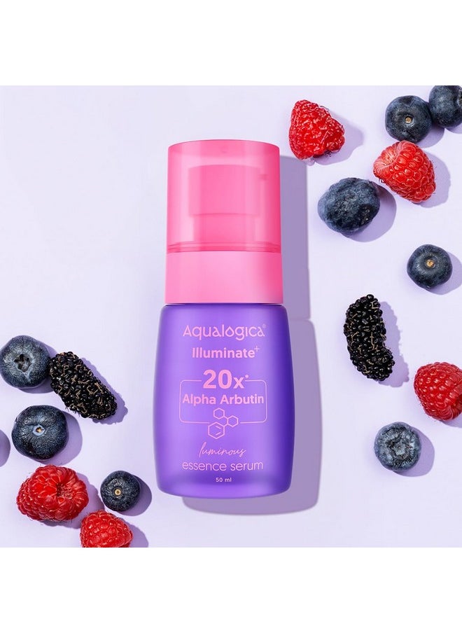 Lluminate+ 20X* Alpha Arbutin Luminous Essence Serum - 50Ml|Power Of 20X* Alpha Arbutin | Fights Pigmentation & Uneven Skin Tone | Hydrates & Plumps Skin
