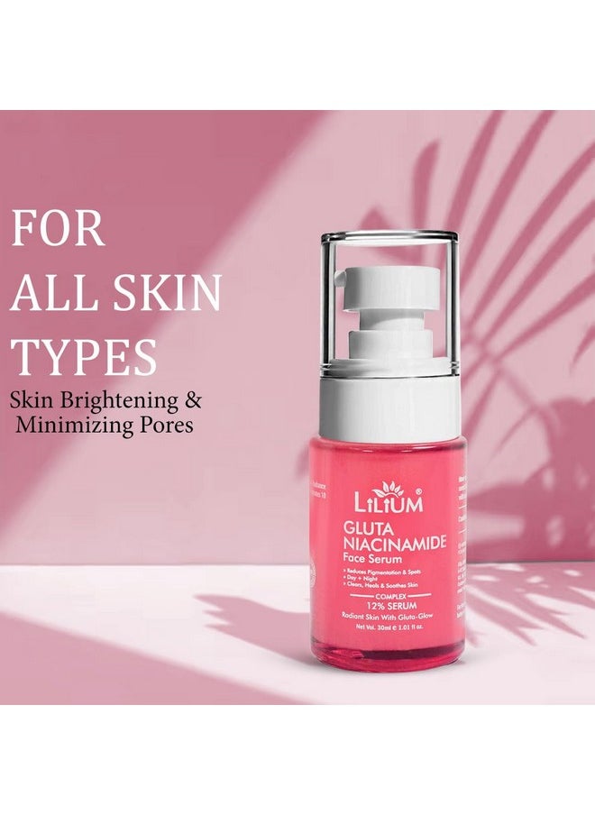Face Serum 30Ml | Gluta Niacinamide 12% | Helps To Reduce Wrinkles, Pigmentation & Spots | Clears Heals & Soothes Skin | Anti Aging Radiant Glow | Brightening & Healthier Skin | 100% Vegan