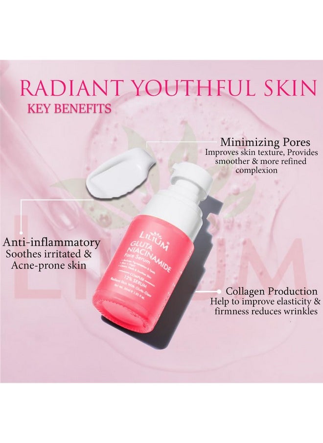 Face Serum 30Ml | Gluta Niacinamide 12% | Helps To Reduce Wrinkles, Pigmentation & Spots | Clears Heals & Soothes Skin | Anti Aging Radiant Glow | Brightening & Healthier Skin | 100% Vegan