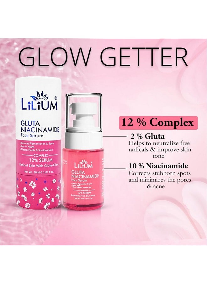 Face Serum 30Ml | Gluta Niacinamide 12% | Helps To Reduce Wrinkles, Pigmentation & Spots | Clears Heals & Soothes Skin | Anti Aging Radiant Glow | Brightening & Healthier Skin | 100% Vegan
