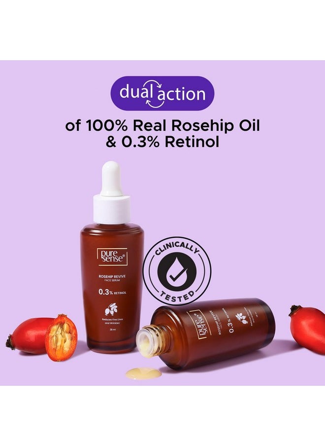 0.3% Retinol Rosehip Face Serum For Anti Aging & Younger Looking Skin For Men And Women 28Ml