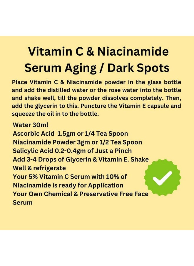® Niacinamide (Vitamin B3), Vitamin C (L-Ascorbic Acid) & Salicylic Acid Powder For Making Diy Skin Care Serum, Cream, Lotion & Facewash, Bright, Anti Aging & Youthful Glow