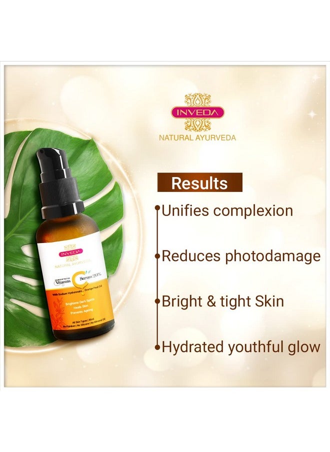 Concentrated Vitamin C Serum 20%, Removes Dark Spots, Gives Even Tone, Bright & Tight Skin With Orange Peel Oil For Hydrated Youthful Glow, 30Ml