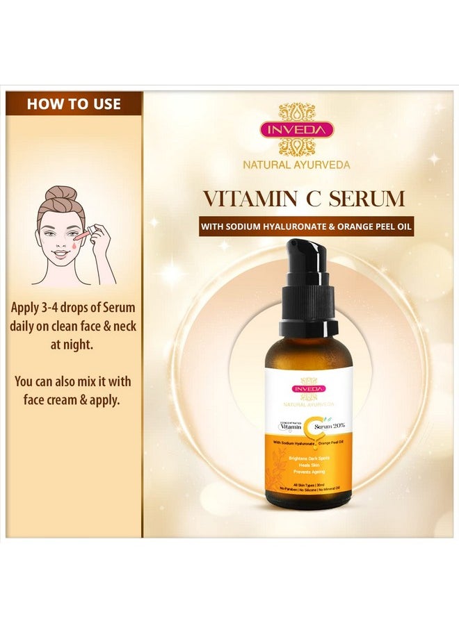 Concentrated Vitamin C Serum 20%, Removes Dark Spots, Gives Even Tone, Bright & Tight Skin With Orange Peel Oil For Hydrated Youthful Glow, 30Ml
