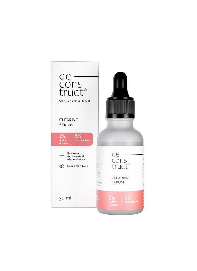 Clearing Serum: 5% Niacinamide Face Serum For Acne&Dark Spots With 2% Alpha Arbutin|Reduces Pigmentation|For Clear,Blemish-Free,Bright Skin|For Women And Men|Beginner Friendly|30 Ml