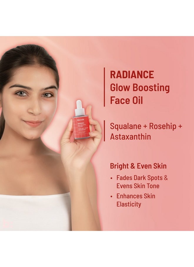 Radiance Glow Boosting Face Oil With Sugar Squalane, Rosehip & Astaxanthin, Natural Facial Oil For Bright, Even & Glowing Skin, Lightweight & Fast Absorbing, Suitable For All Skin Types, 15Ml