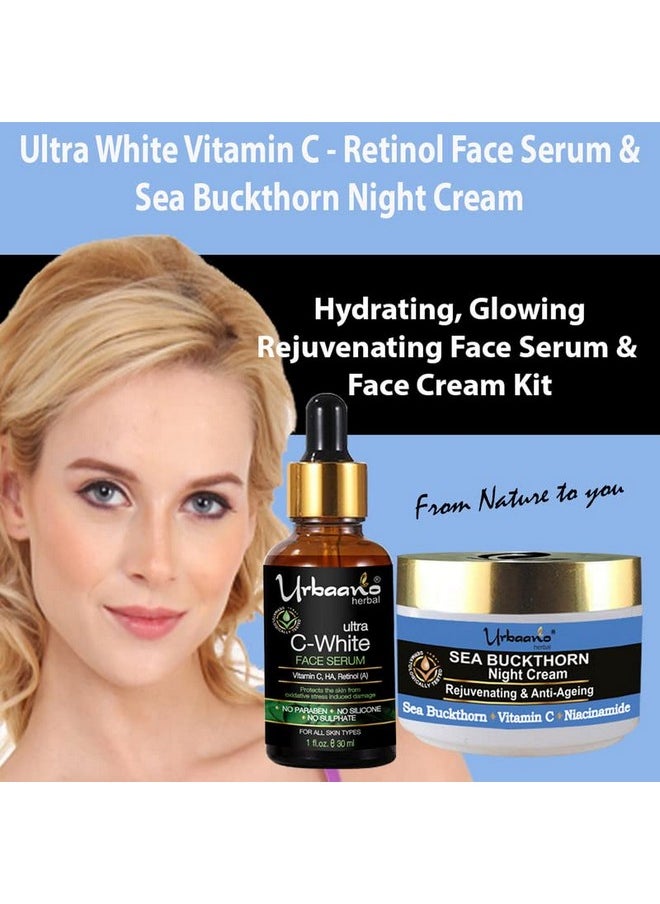 Sea Buckthorn Night Cream And 20% Vitamin C Face Serum With Niacinamide, Hyaluronic Acid (50Gm+30Ml) -Combo Pack