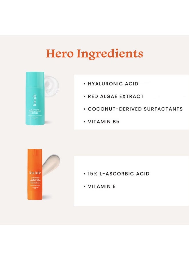 Age Defender Routine (Dewy) Skin Care Kit | Retinol Night Serum 30Ml + Vitamin C Face Serum 30Ml + Cleanser Face Wash 100Ml + Dewy Finish Sunscreen 50Ml