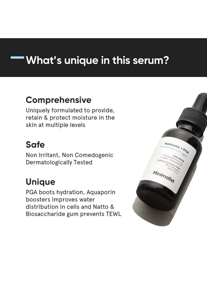 2% Hyaluronic Acid + Pga Serum For Intense Hydration, Glowing Skin & Fine Lines | Daily Hydrating Face Serum For Women & Men With Dry, Normal & Oily Skin | 30 Ml