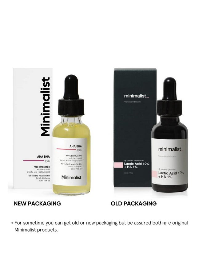 10% Aha Bha Exfoliating Serum For Beginners, Ahas (Lactic Acid & Glycolic Acid) & Bha (Salicylic Acid) Serum, 30Ml