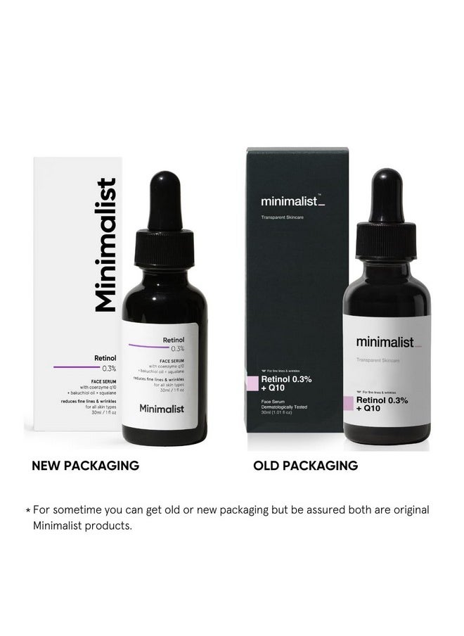 0.3% Retinol Face Serum For Anti Aging For Beginners | Night Face Serum With Retinol & Q10 To Reduce Fine Lines & Wrinkles | For Women & Men (30 Ml)