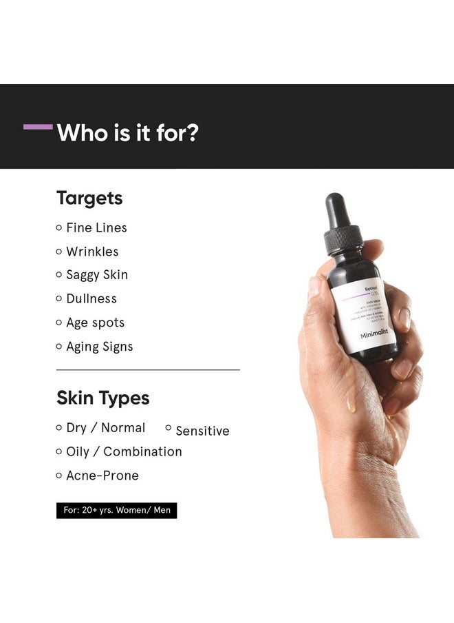0.3% Retinol Face Serum For Anti Aging For Beginners | Night Face Serum With Retinol & Q10 To Reduce Fine Lines & Wrinkles | For Women & Men (30 Ml)