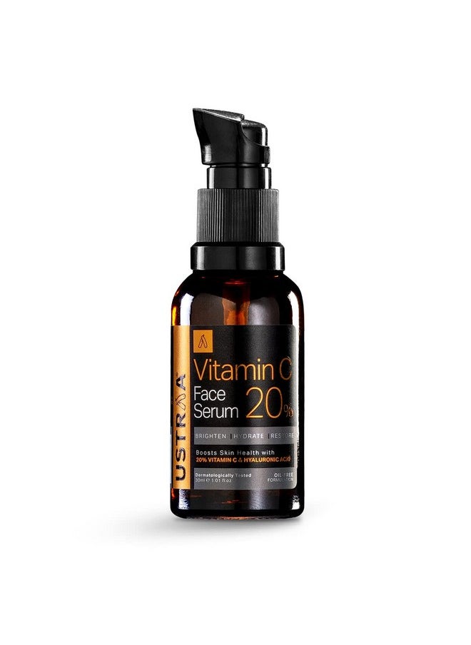 20% Vitamin C Face Serum, 30Ml With Hyaluronic Acid & 20% Vitamin C In The Purest Form, Anti-Aging, Fights Dark Spots, Radiant Skin, Brightening, Hydration