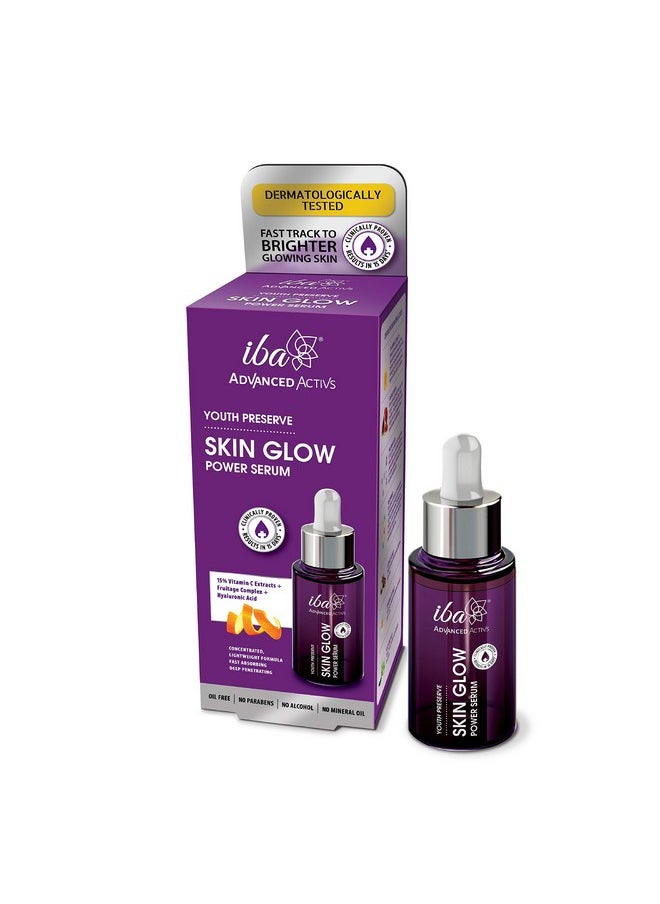 Advanced Activs Youth Preserve Skin Glow Power Serum 30Ml With Vitamin C Serum For Glowing Skin (15% Vitamin C Extracts) | Fades Dark Spots | For Uneven & Dull Skin | Quick Absorbing