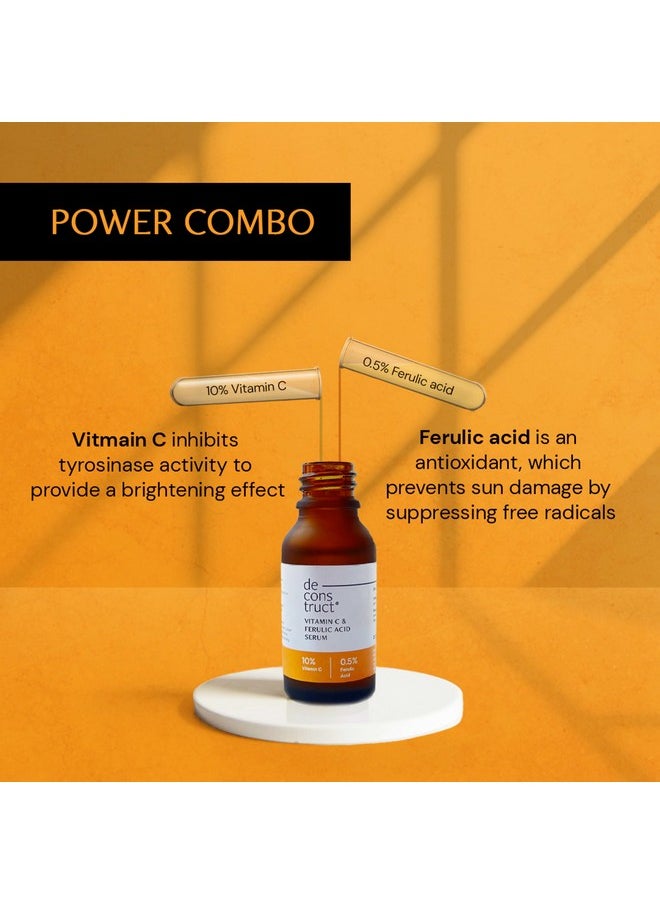 10% Non-Irritating Vitamin C Face Serum For Glowing Skin|10% Vitamin C + 0.5% Ferulic Acid|Water Based Serum Highly Stable Vitamin C Face Serum For Women And Men|Beginner Friendly|20 Ml