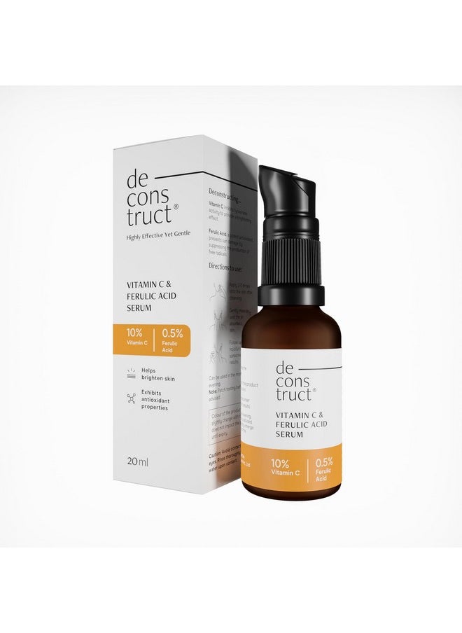 10% Non-Irritating Vitamin C Face Serum For Glowing Skin|10% Vitamin C + 0.5% Ferulic Acid|Water Based Serum Highly Stable Vitamin C Face Serum For Women And Men|Beginner Friendly|20 Ml