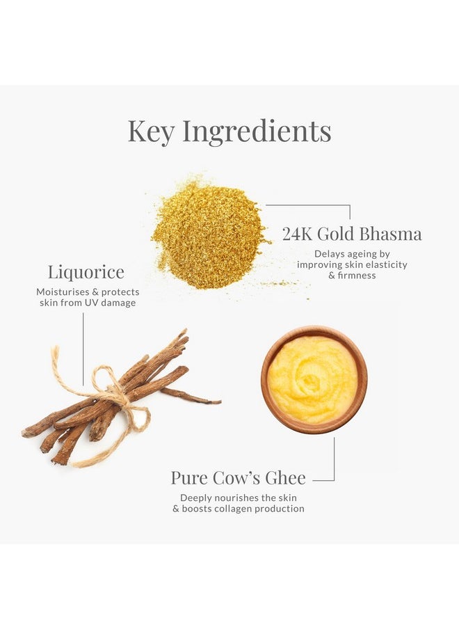 Soundarya 24K-Gold Face Massage Serum | Reduces Early Signs Of Aging, Lightens Pigmentation & Dark Spots | Ayurvedic Anti Ageing Face Serum | Enriched With Yashada Bhasma