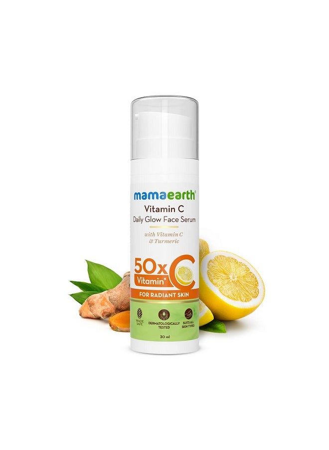 Vitamin C Daily Glow Face Serum For Men & Women - Vitamin C Serum For Glowing Skin, Oily Skin & Dark Spots, With 50X Vitamin C -30Ml