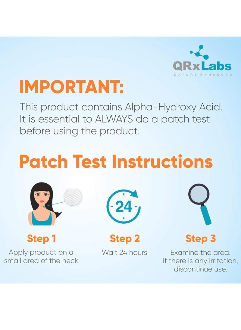 QRxLabs Glycolic/Salicylic Acid 10/2 Acne Control Pads w/ 10% Ultra Pure Glycolic Acid + 2% Salicylic Acid, Allantoin, Vitamin B5, C & E, Calendula & Green Tea - Acne Treatment for Face for Clear Skin