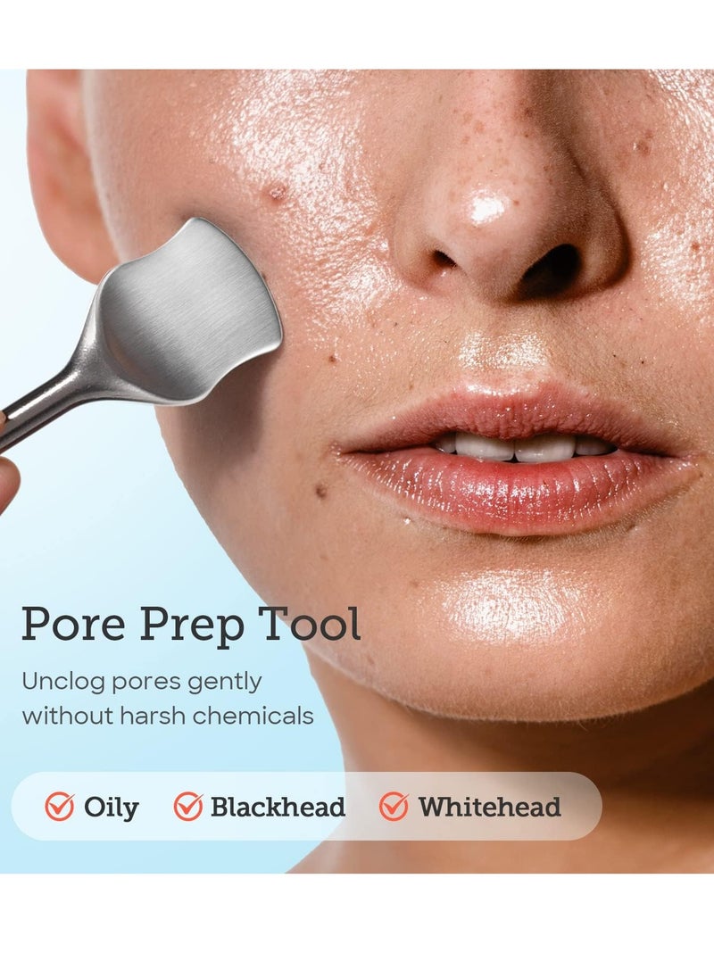 LitBear Pore Prep Tool, Blackhead Remover Pimple Popper Tool Kit, Stainless Steel Blackhead Extractions Tool for Acne, Whitehead Popping, Blemish, Comedone