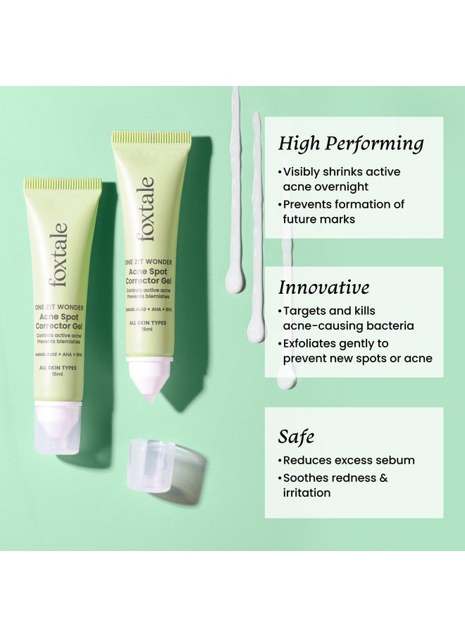 2% Salicylic Acid Acne Spot Corrector Gel, Reduces Pimples Overnight And Prevents Acne Scars, 2% Azelaic Acid & 3% Glycolic Acid, Men&Women -15Ml