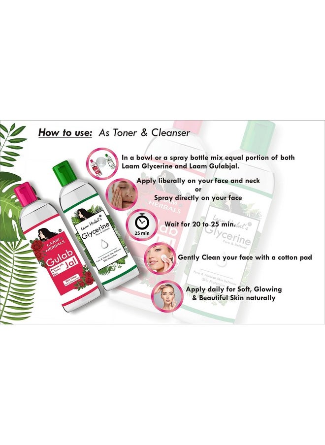Herbals Rose Water | Steam Distilled | Pure & Natural | Free From Alcohol & Chemicals | Natural Skin Toner, Ph Balanced |Enriched With Arq-E-Gulabh | For Soft & Glowing Skin- 500 Ml